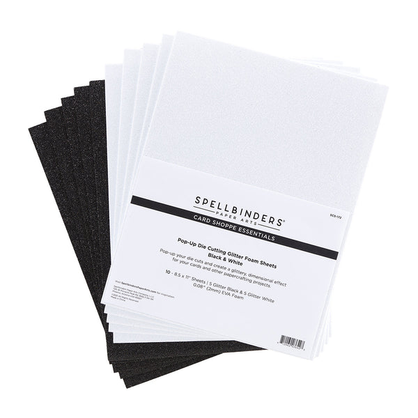 Pop-Up Die Cutting Glitter Foam Sheets - Black & White