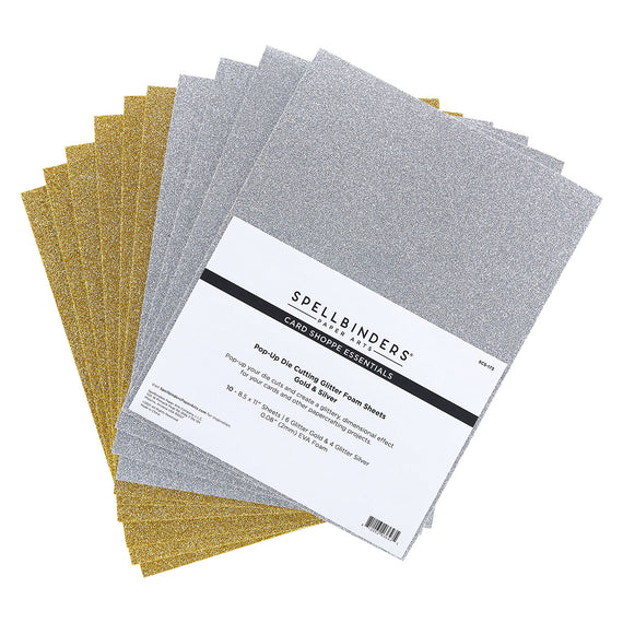 Pop-Up Die Cutting Glitter Foam Sheets - Gold & Silver
