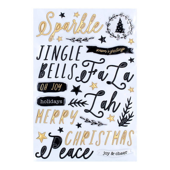 Christmas Puffy Sentiment Stickers from Tinsel Time Collection