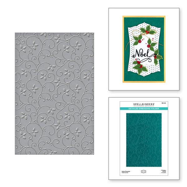 Holly Flourish 2D Embossing Folder from the Christmas Flourish Collection by Becca Feeken product image 1
