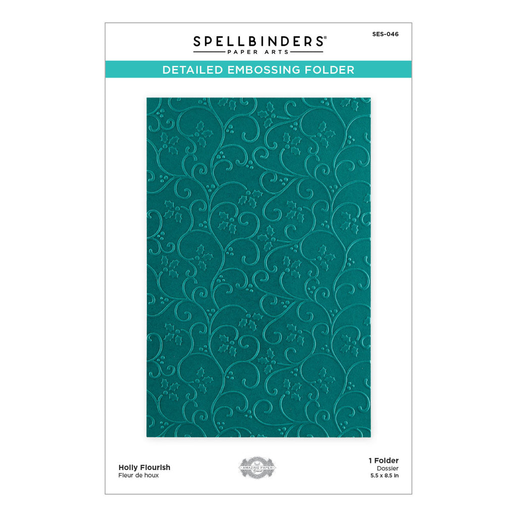 Holly Flourish 2D Embossing Folder from the Christmas Flourish Collection by Becca Feeken product image 4