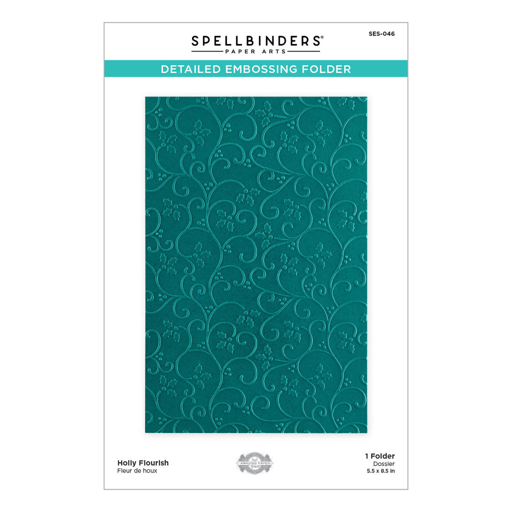 Holly Flourish 2D Embossing Folder from the Christmas Flourish Collection by Becca Feeken product image 4