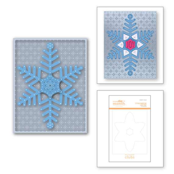 Stitched Snowflake Card Front - Stitching Die of the Month