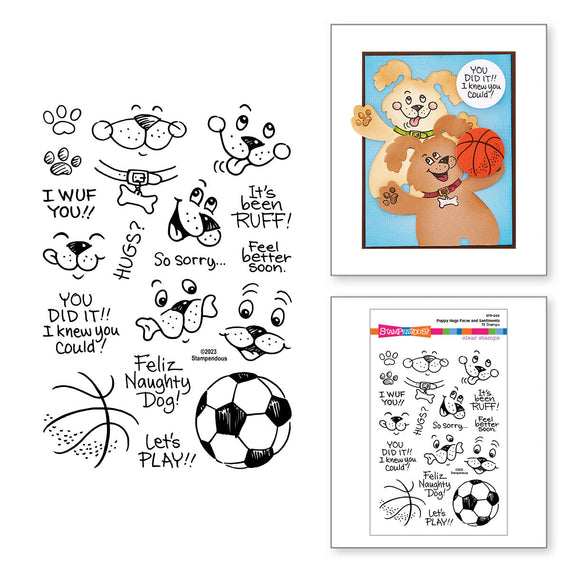 Stampendous Puppy Hugs Faces and Sentiments Clear Stamp Set from the Stampendous Hugs Collection
