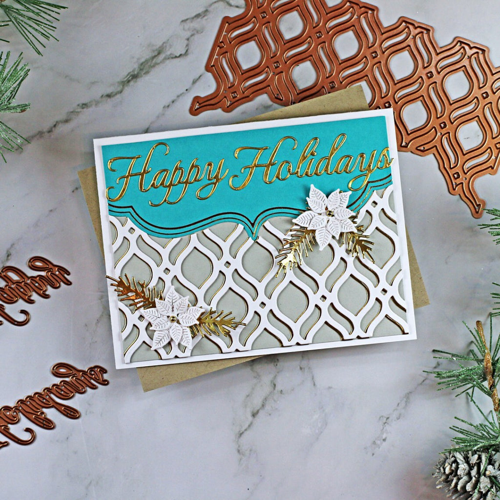 Pinstripe Bracket Card Builder Glimmer Hot Foil Plates & Dies Set from the Holiday Medley Collection by Becca Feeken (GLP-280) Project Example Sandi MacIver