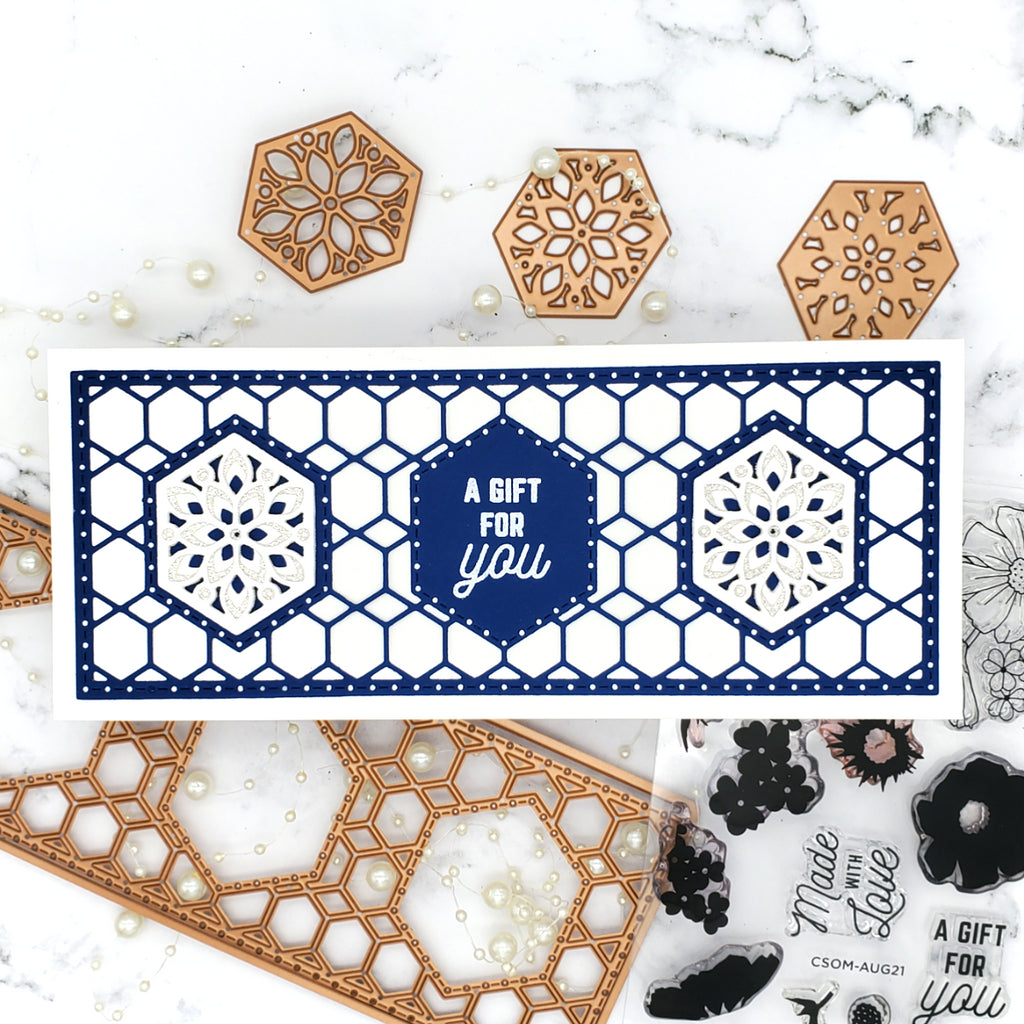 Hex Kaleidoscope Slimline - Large Die of the Month (DOML-AUG21) Card Project 21